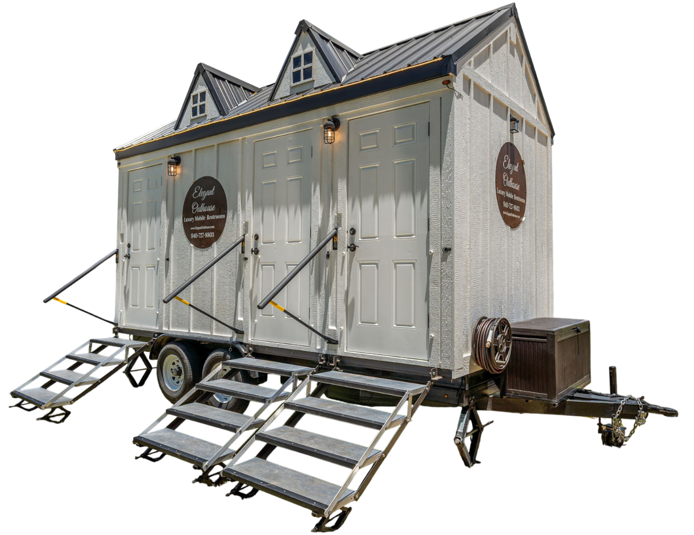 Elegant Outhouse Luxury Restroom Trailer Rentals Dallas, Frisco, McKinney, Texas 3-Station Exterior 1 Transparent BG 1